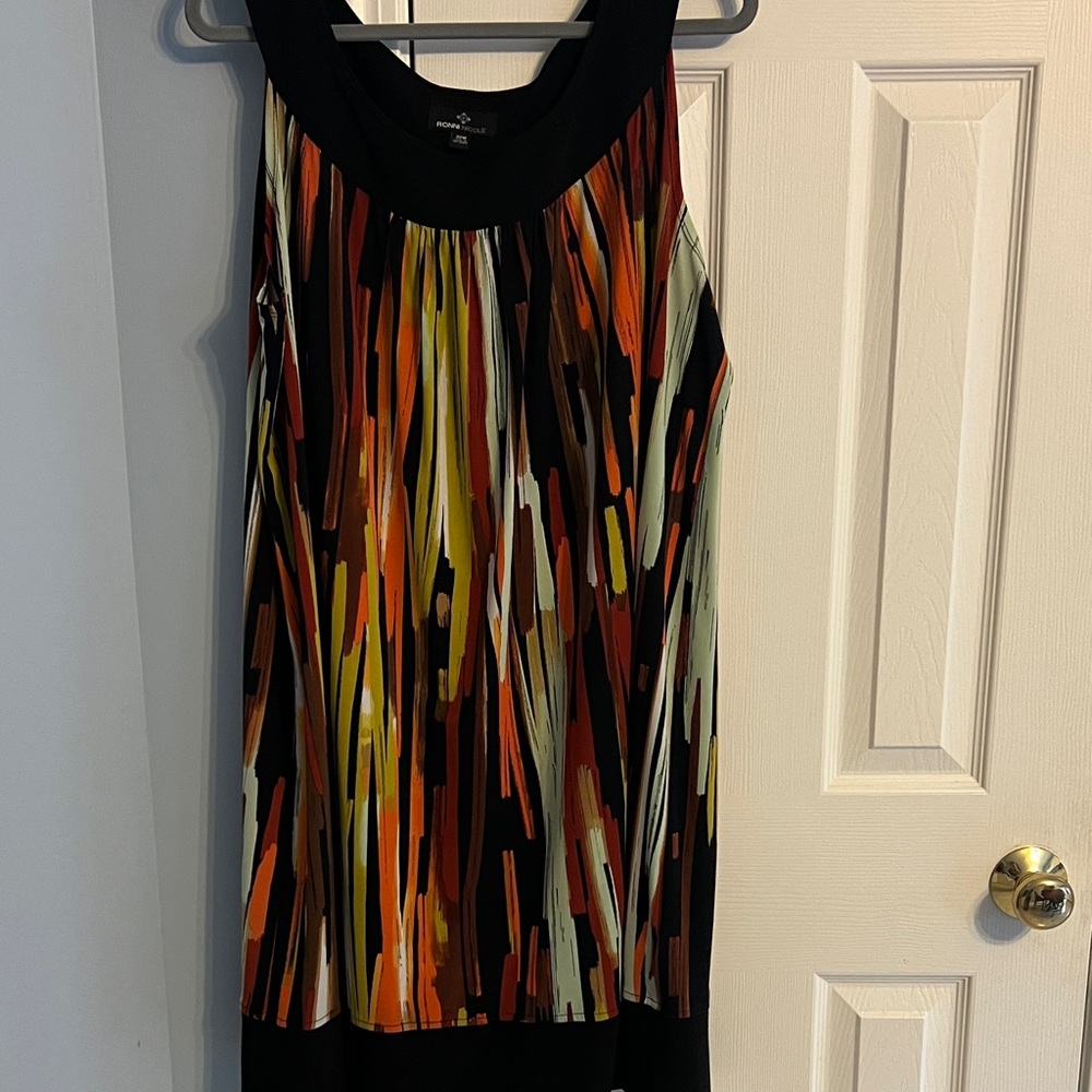 Black Multicolor Brushstroke Tank Dress